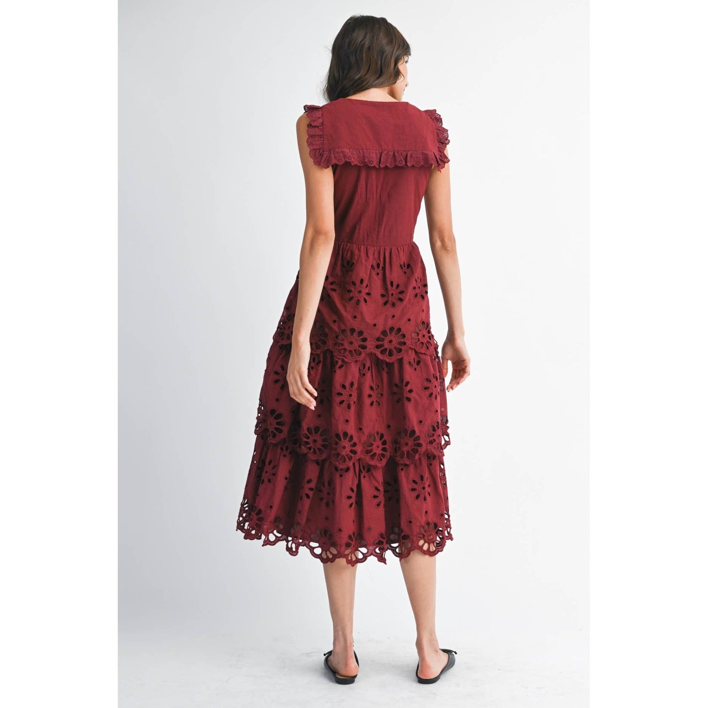 Camellia - COTTON LACE TIERED MIDI DRESS