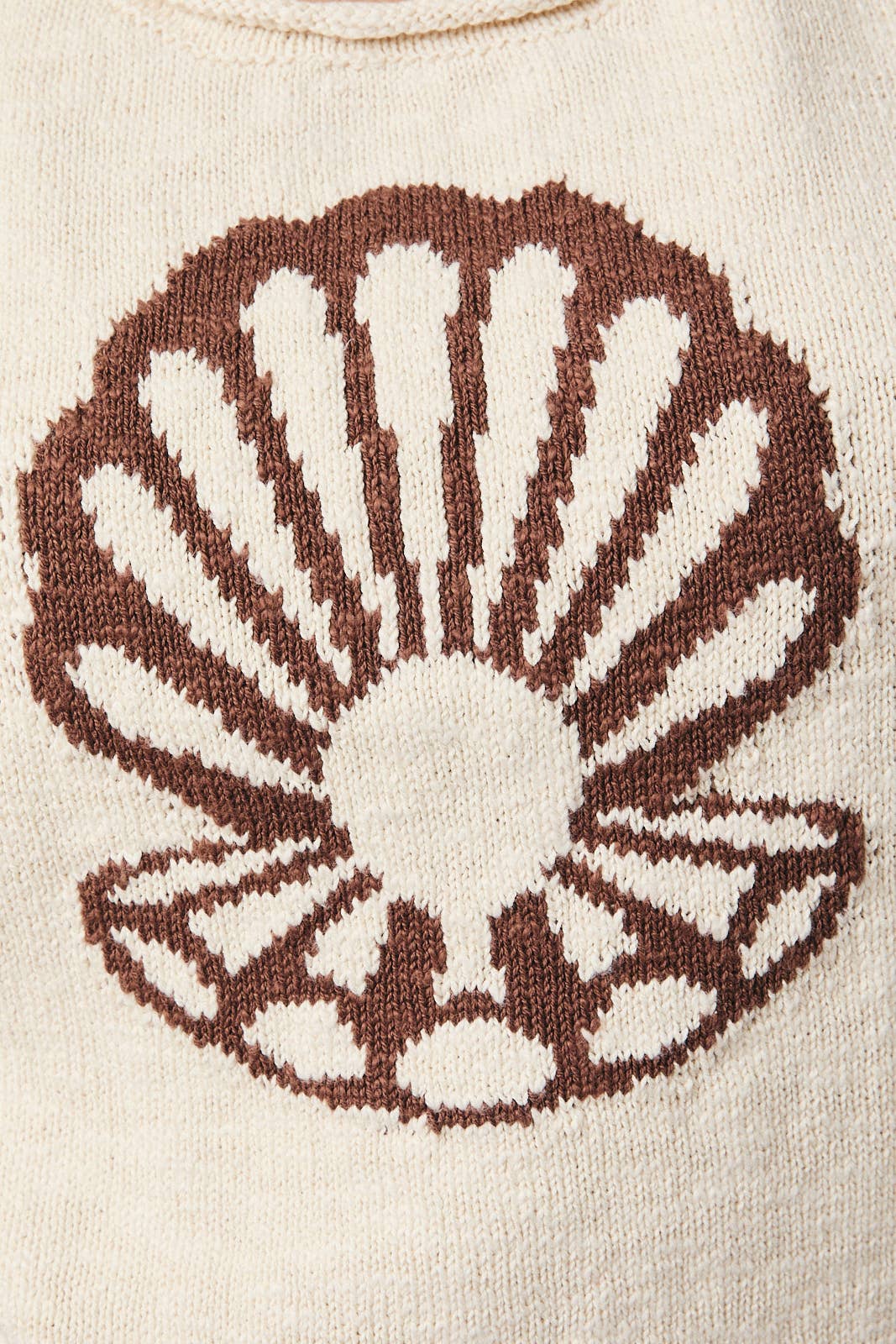 Sunday Edition - ROUND NECK SLEEVELESS SHELL PRINTED SWEATER: CREAM