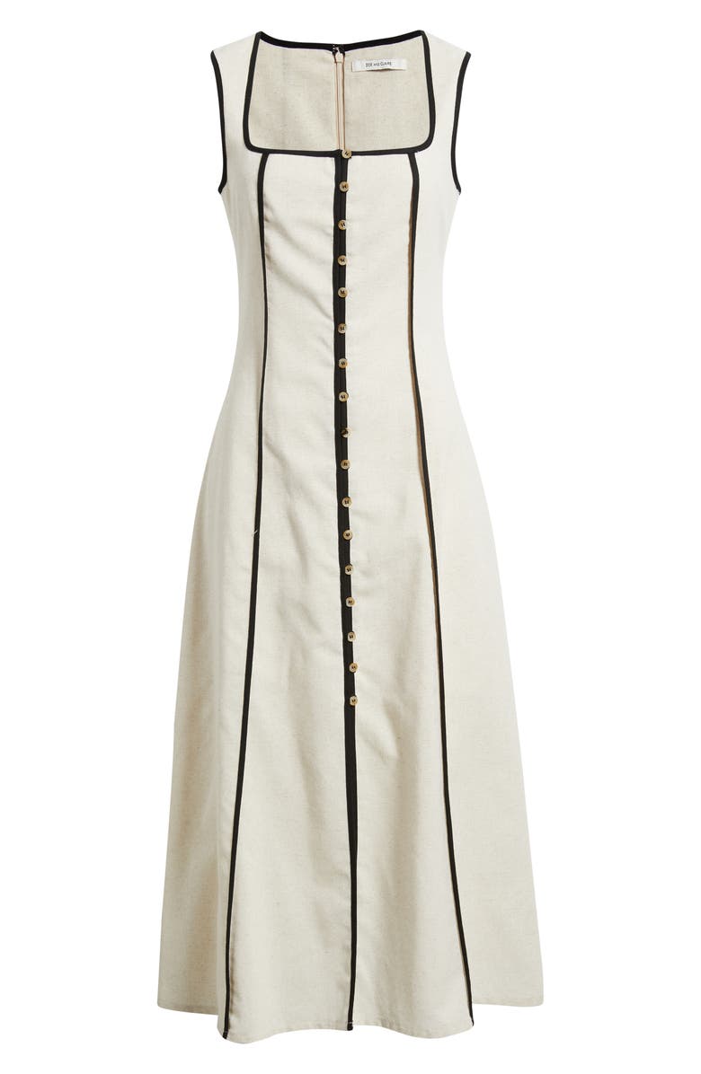 Zoe and Claire Dress Natural with Black Trim Button Down