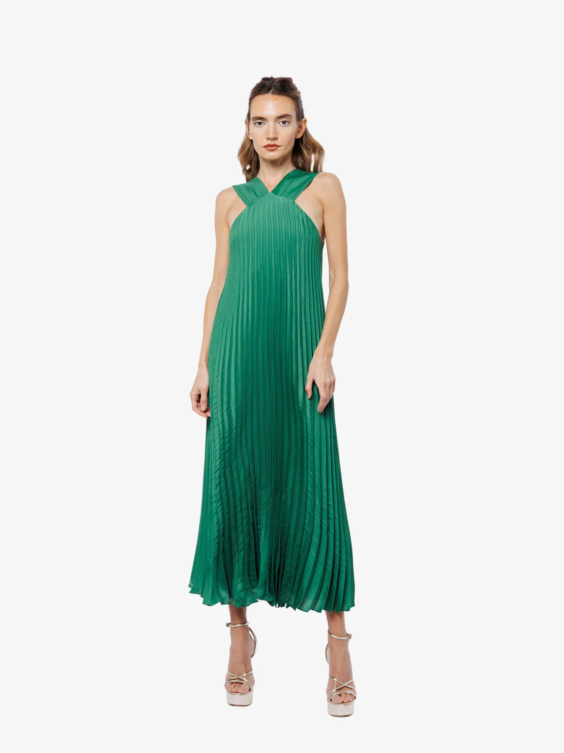 Ciebon Matcha Pleated Halter Dress