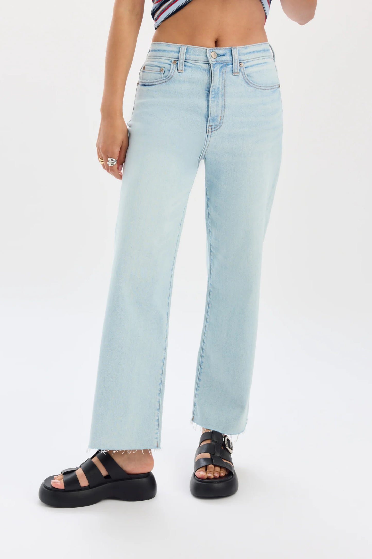 Daze Pleaser High Rise Wide Ankle Detour Denim