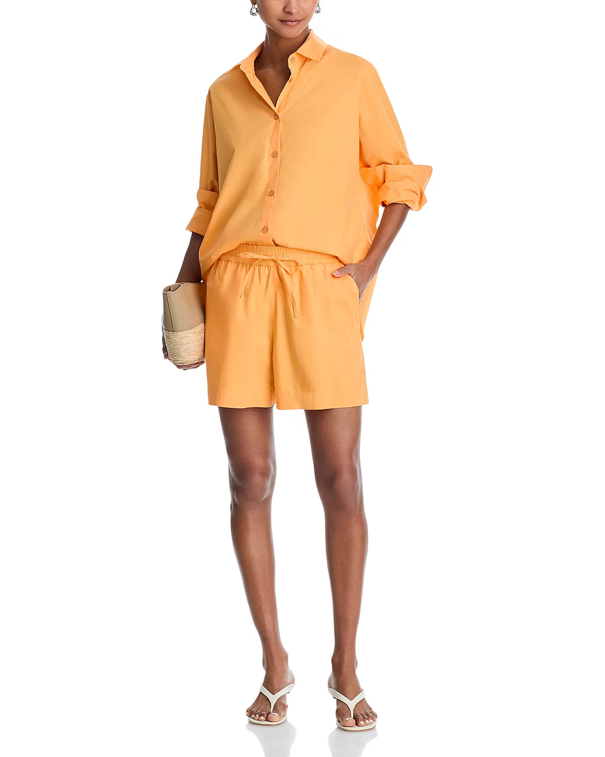 French Connection Clementine Rhodes Poplin Button Down and Draw String Short Set