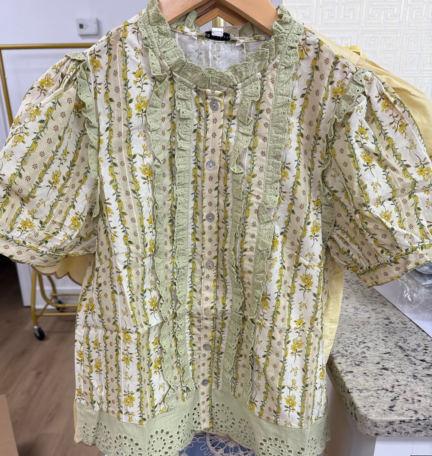 Zoe and Claire Green Multi Floral Top