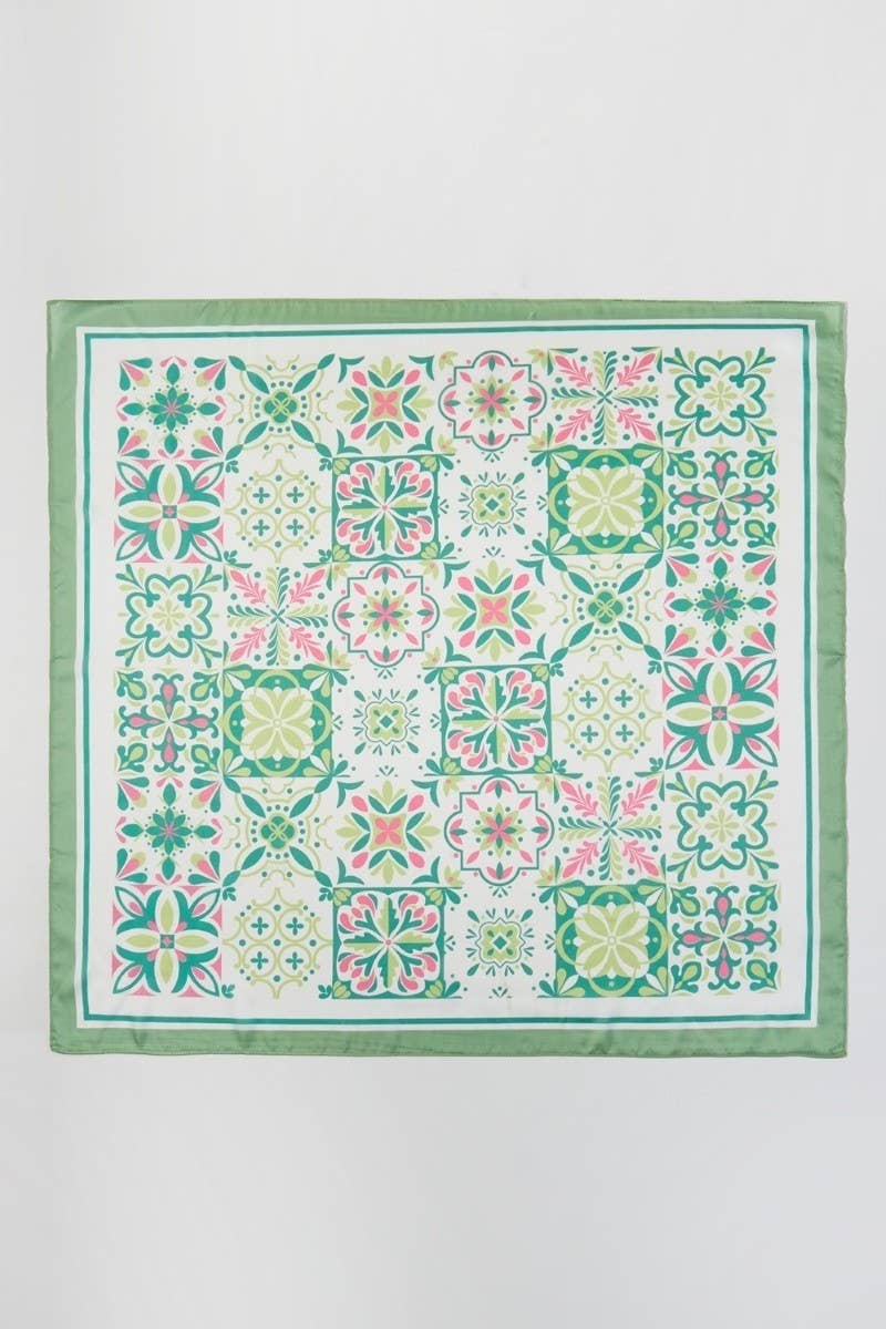 anbfashion - Garden Tile Mosaic Print Bandana BS0133: Blue