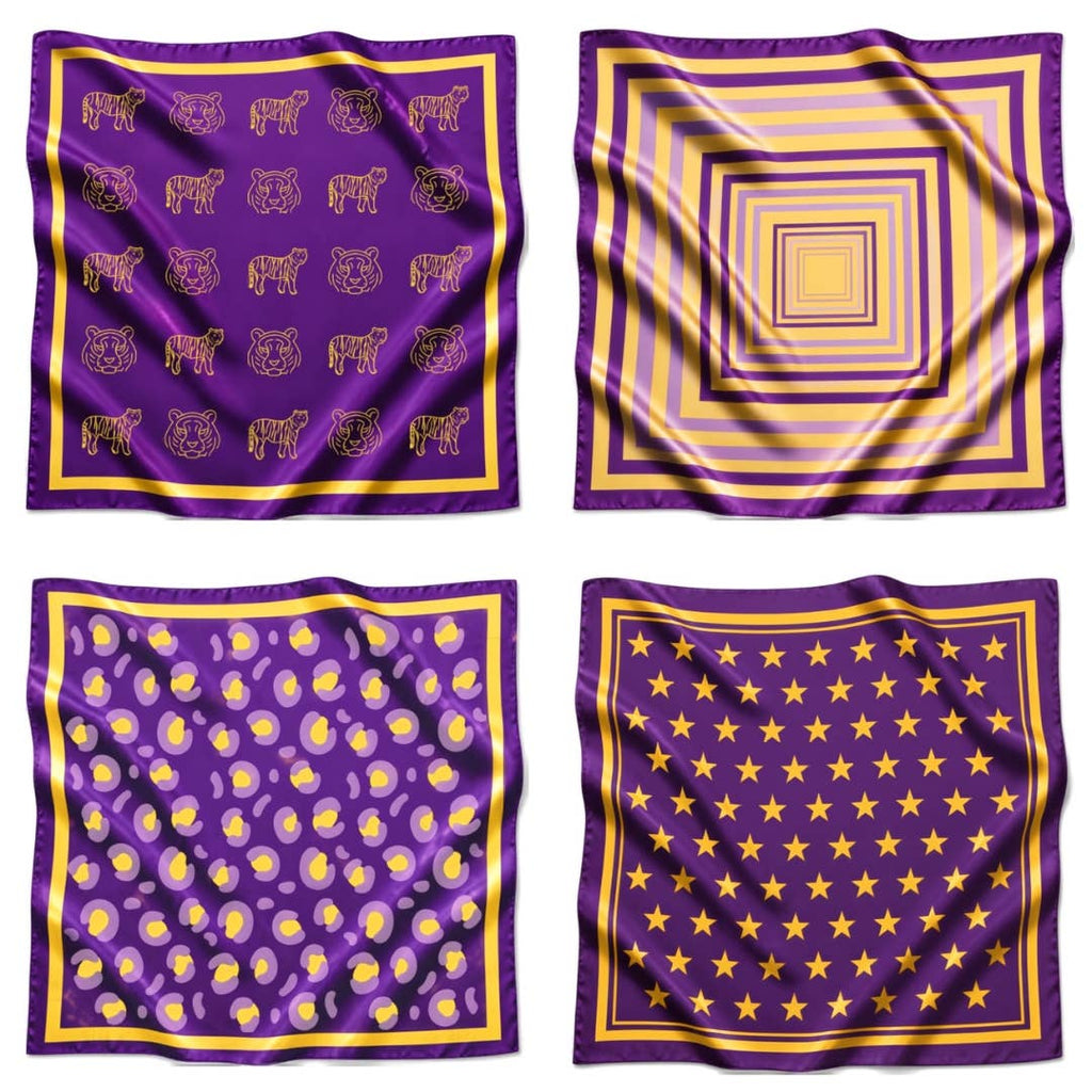 Purple & Gold Gameday Bandana Scarf LSU MASCOT