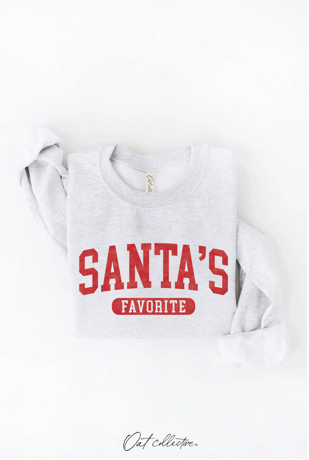 OAT COLLECTIVE - SANTA'S FAVORITE Graphic Sweatshirt: CRANBERRY HEATHER / S