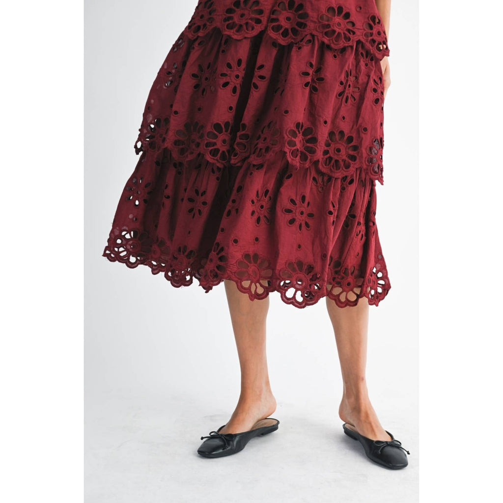 Camellia - COTTON LACE TIERED MIDI DRESS