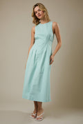 Sunday Edition - SLEEVELESS MIDI PLEATED STRETCH TWILL DRESS: MINT