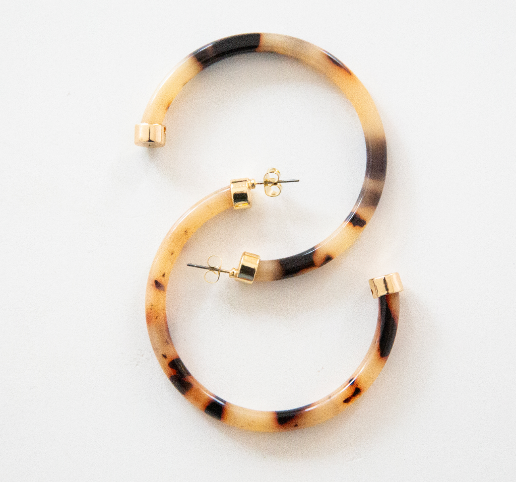 Hoo Hoops - Lightweight Large Hoop Earrings - Tortoise Shell