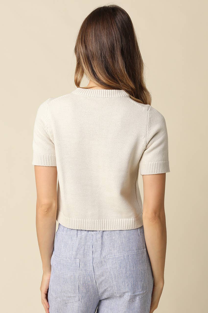 Olivaceous Leia Short Sleeve Knit Top IN Orange