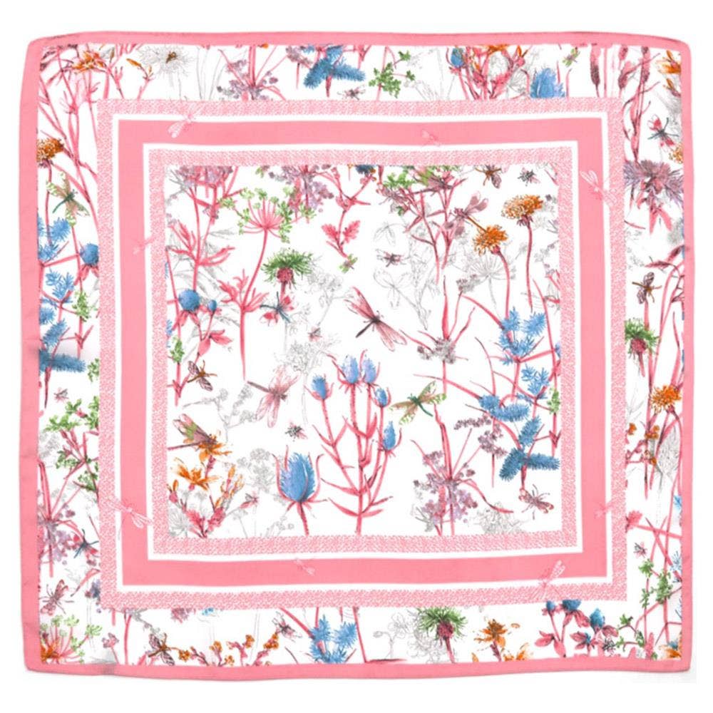 anbfashion - Botanical Floral Garden Silky Bandana Square Neck Scarf 5: NV