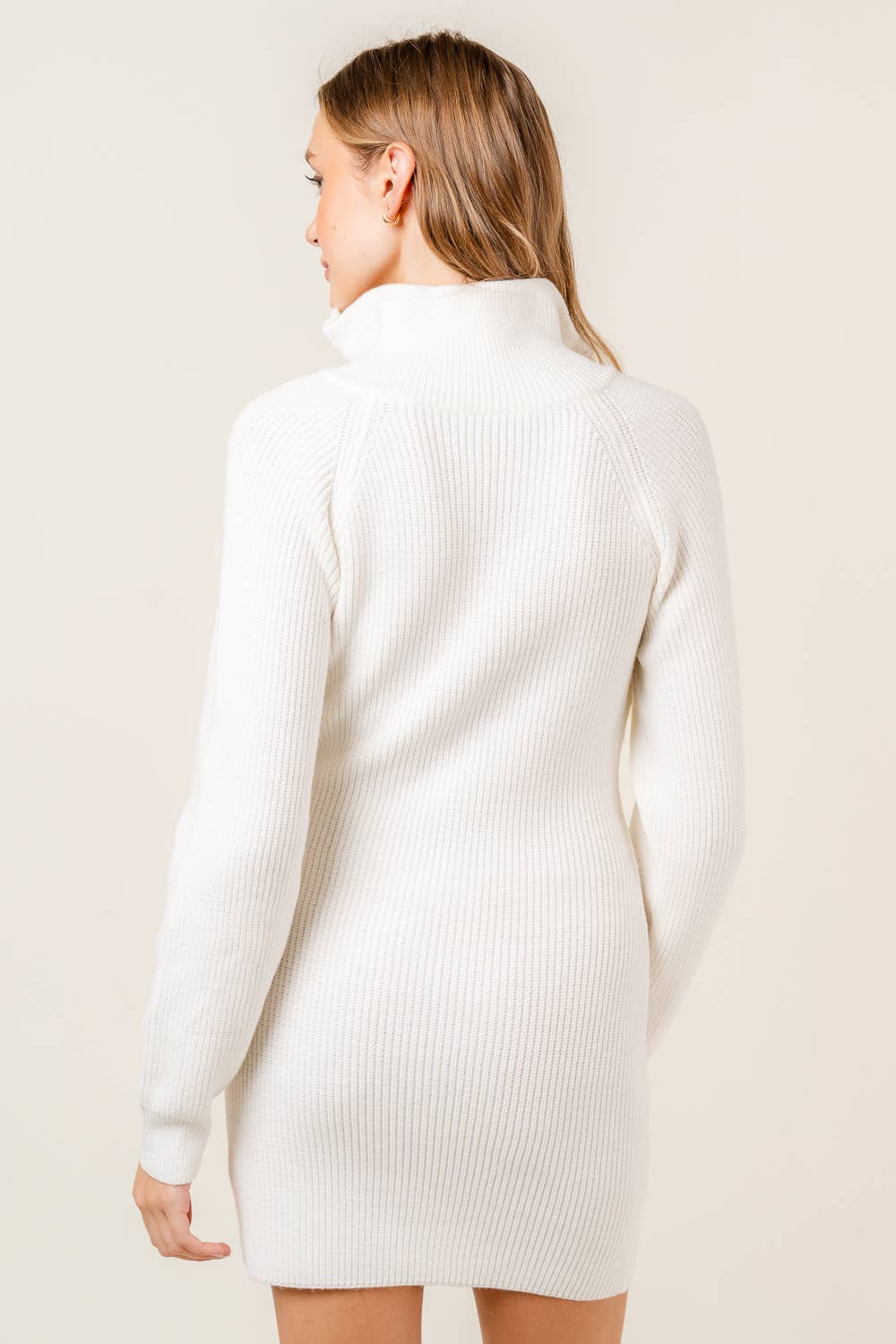 Fore Collection - COZY COMFY ZIPPER LONG SLV KNIT SWEATER MINI DRESS