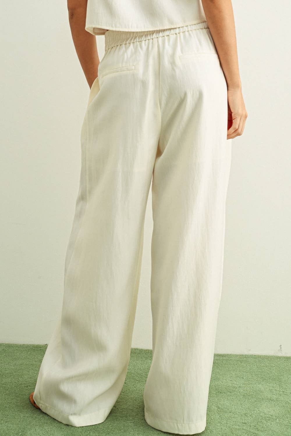 MIOU MUSE - P6535ST   SOFT RAYON TROUSER: CREAM