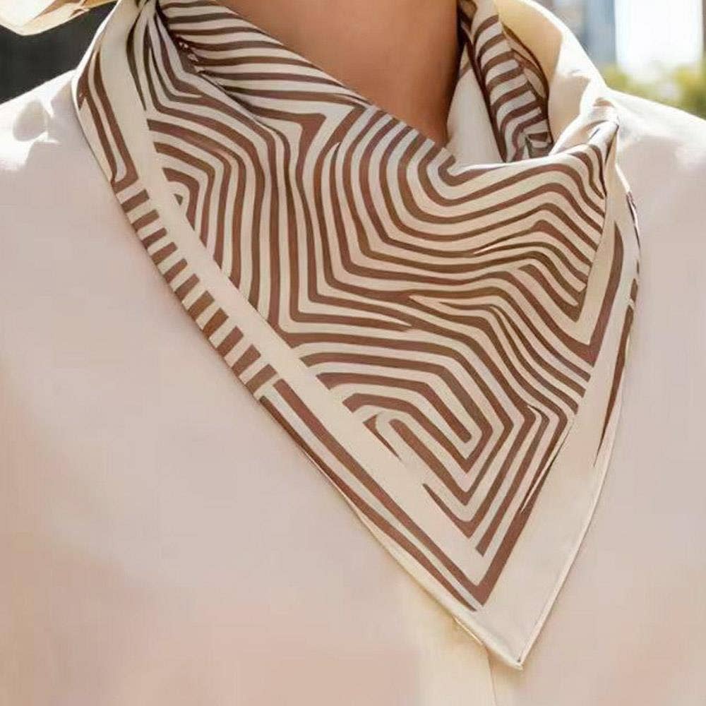 Striped Silk Like Silky Bandana Square Neck Scarf LVSC-269: BG