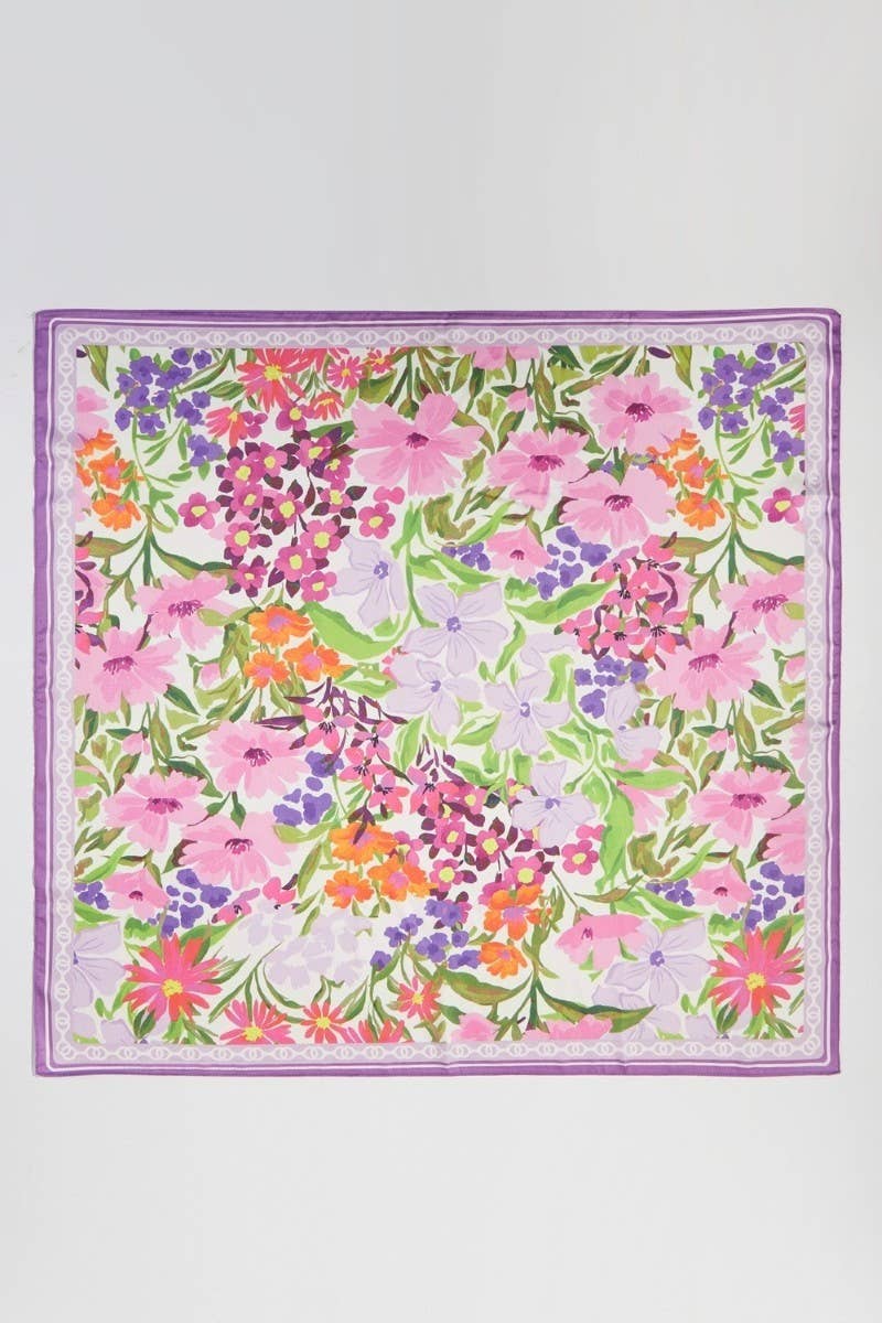 Floral Print Bandana BS0136: Purple