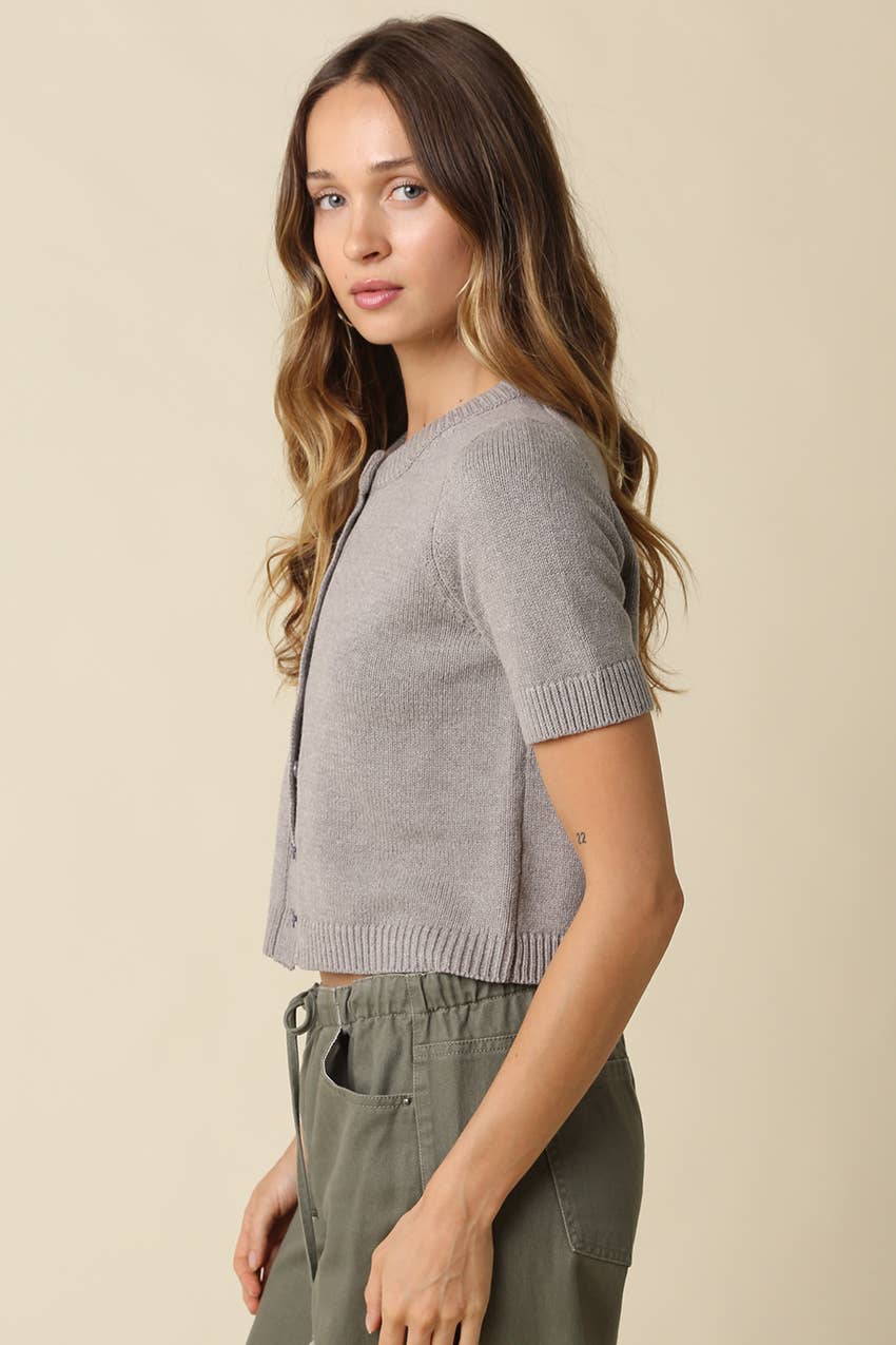Olivaceous Leia Short Sleeve Knit Top IN Orange