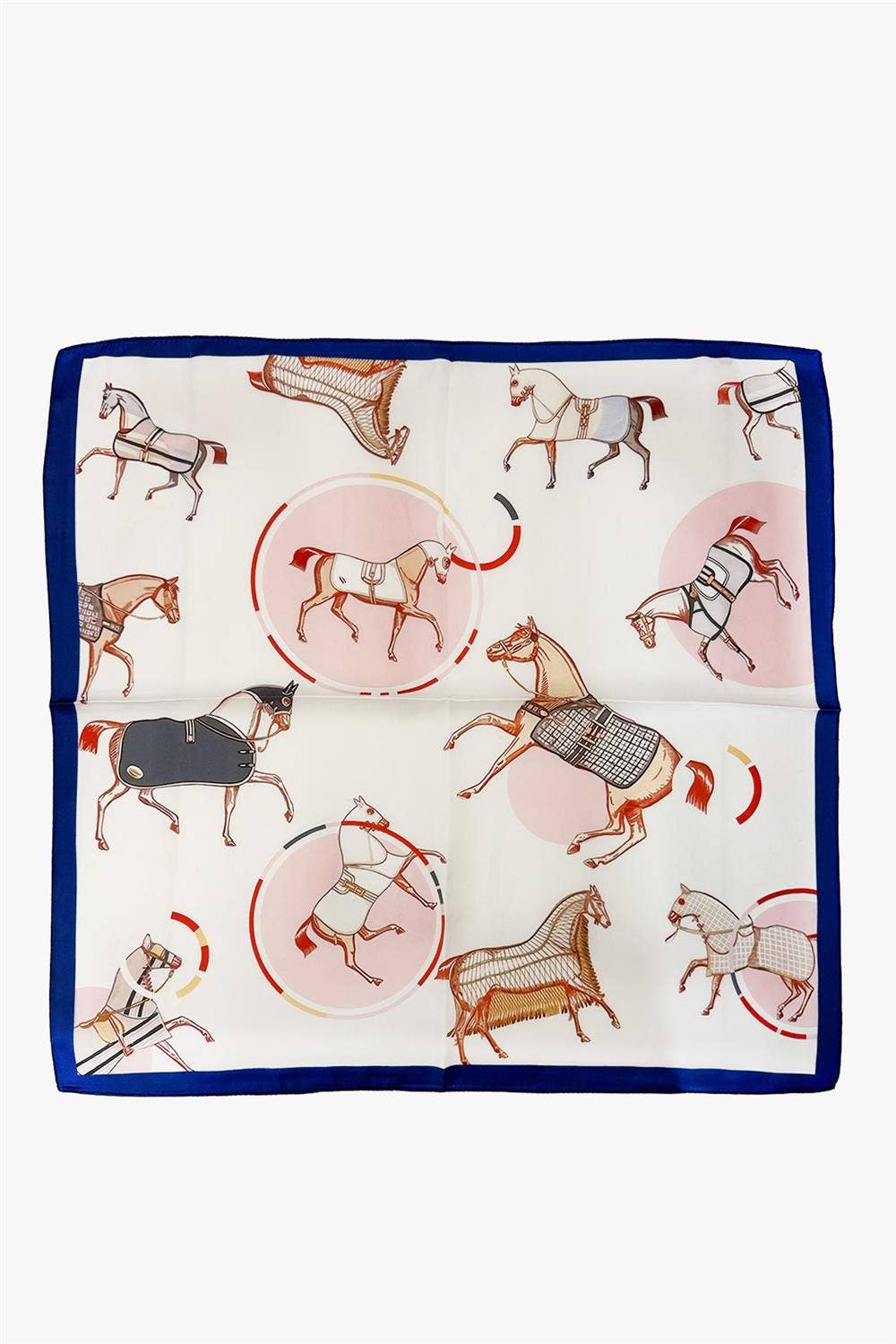 EQUESTRIAN HORSE PRINTED SQUARE SCARF ICS1081: ORANGE