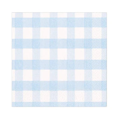 Caspari Light Blue Gingham Cocktail Napkin