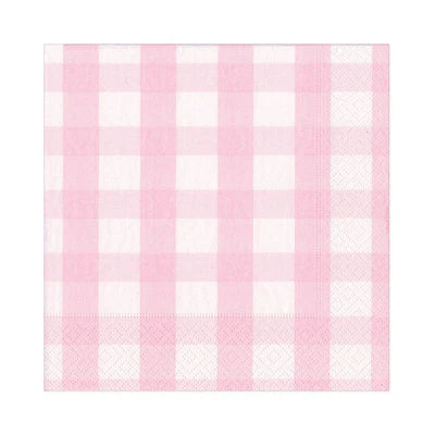 Caspari Light Pink Gingham Cocktail Napkin