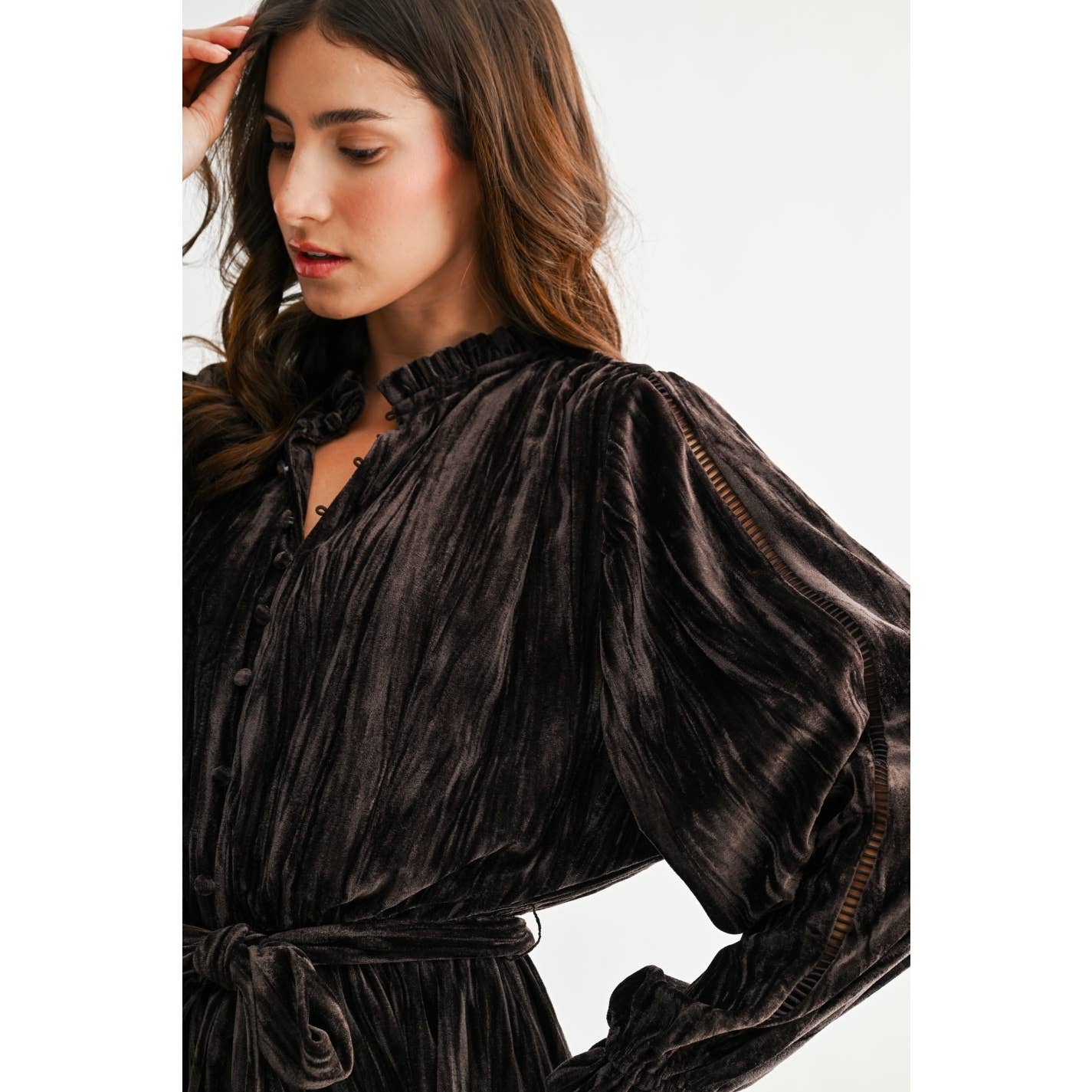 Camellia - VELVET LONG SLEEVE MINI DRESS