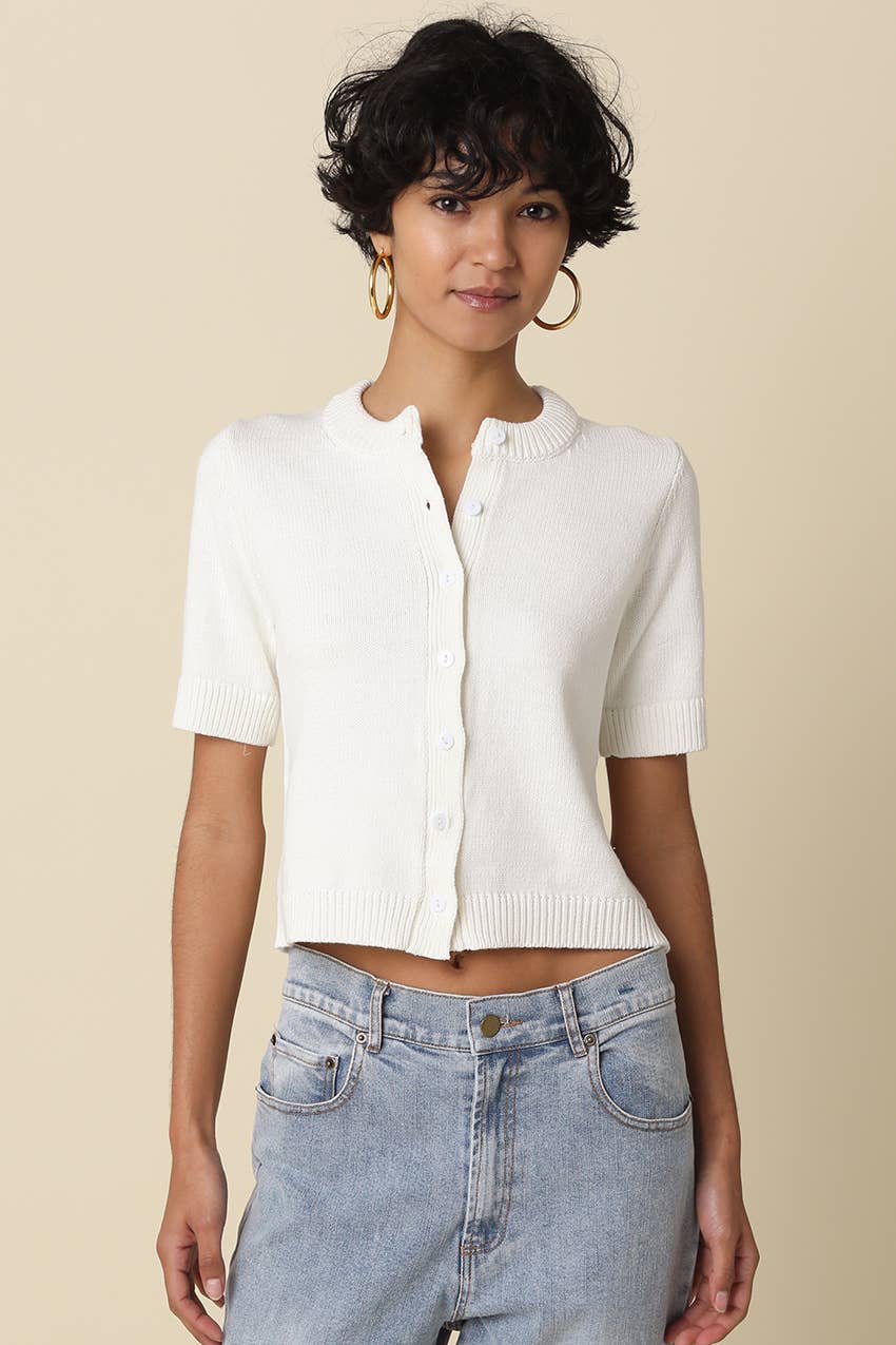 Olivaceous Leia Short Sleeve Knit Top IN Orange