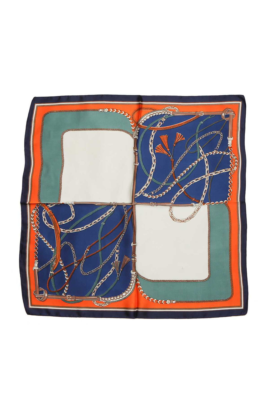 COLOR BLOCK CHAIN PRINT BANDANA SCARF IS1049: Yellow