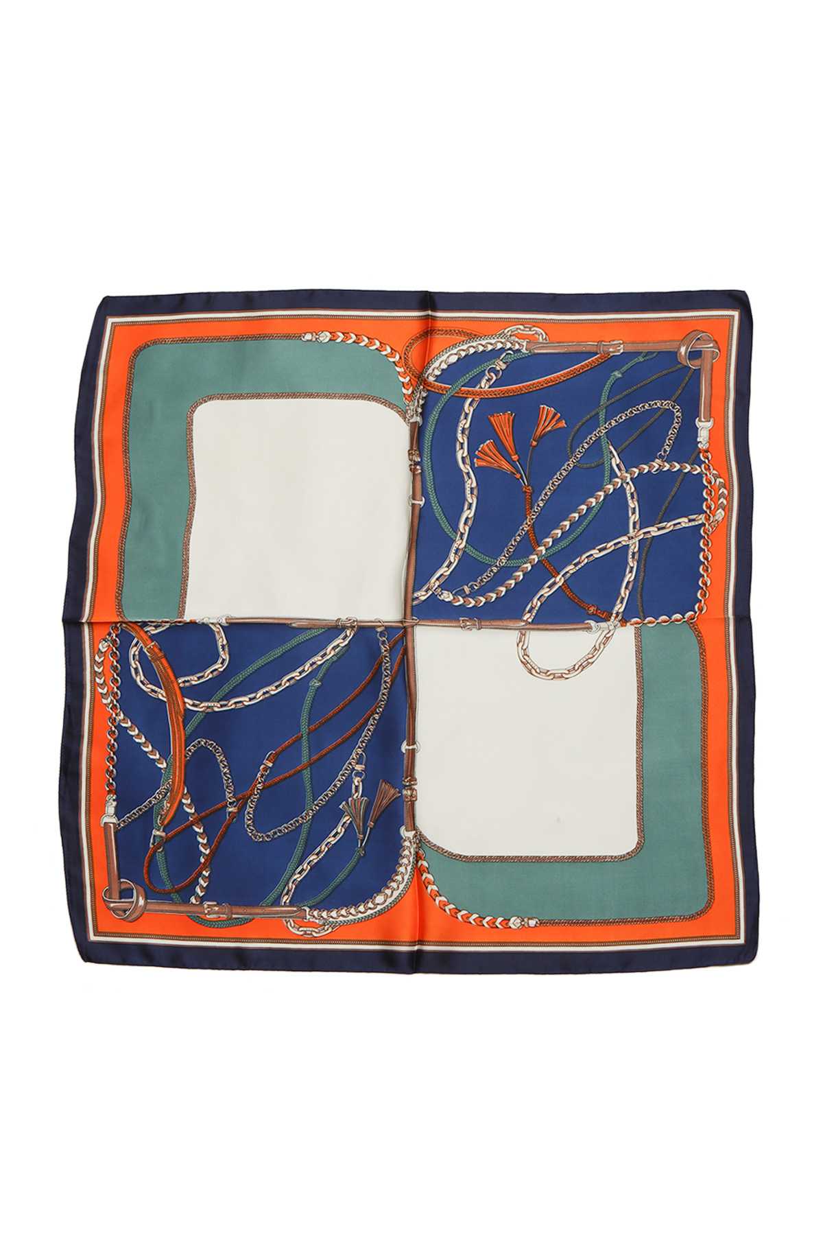 COLOR BLOCK CHAIN PRINT BANDANA SCARF IS1049: Yellow
