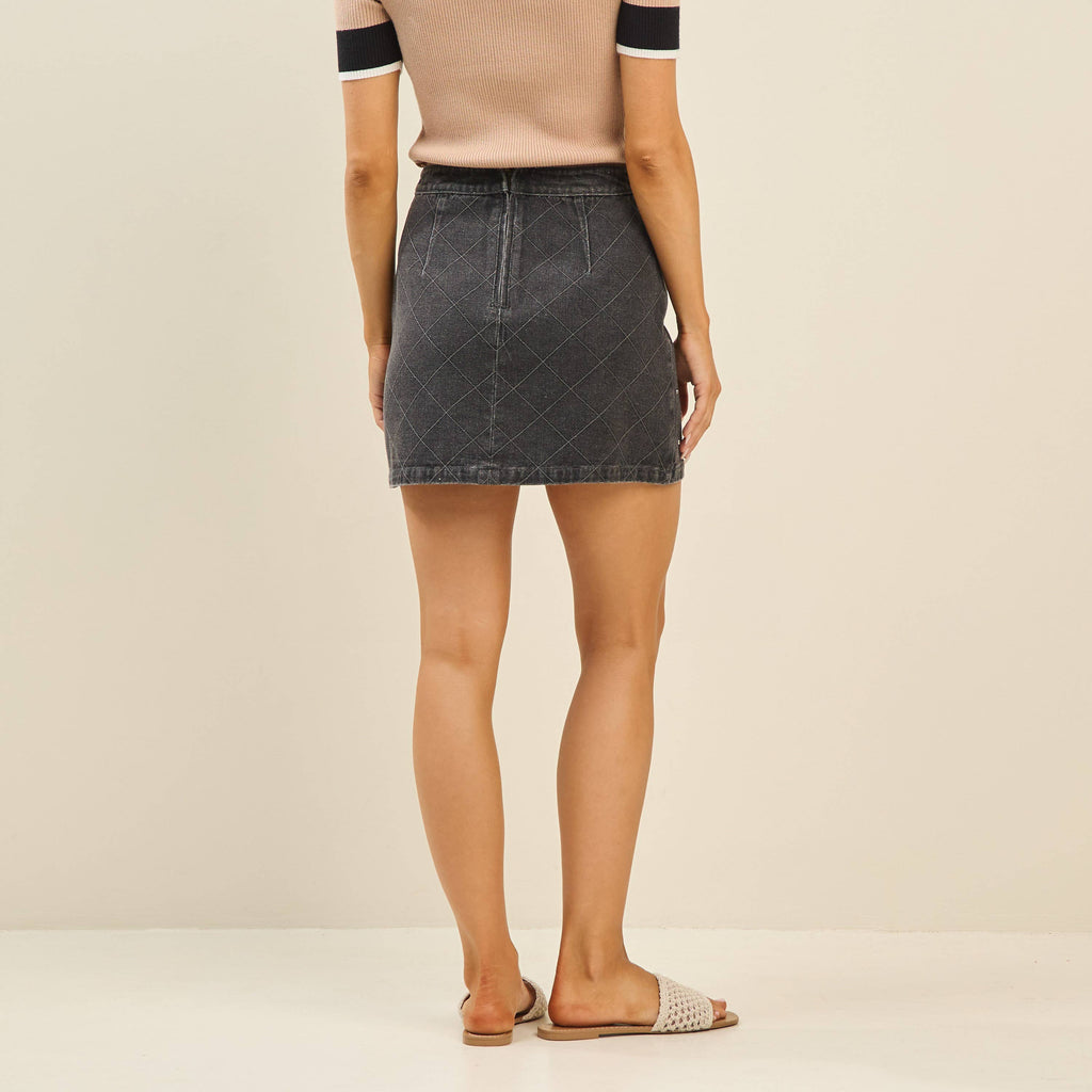 Able - Stone embellished denim skirt