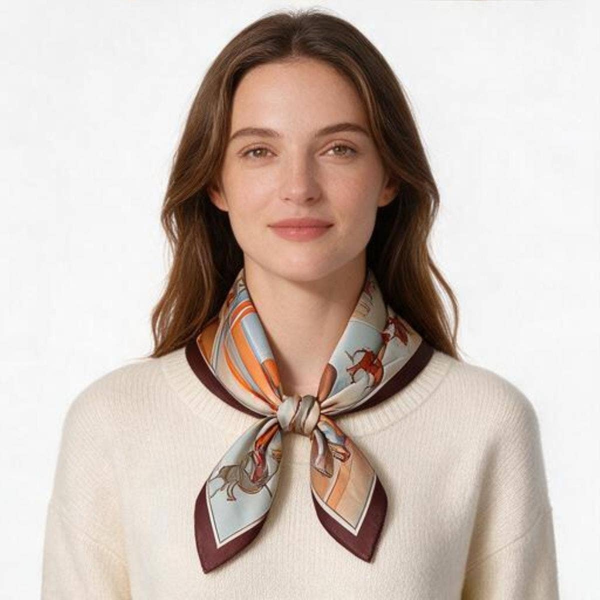anbfashion - Equestrian Horse Silky Bandana Square Neck Scarf LVSC-346: -