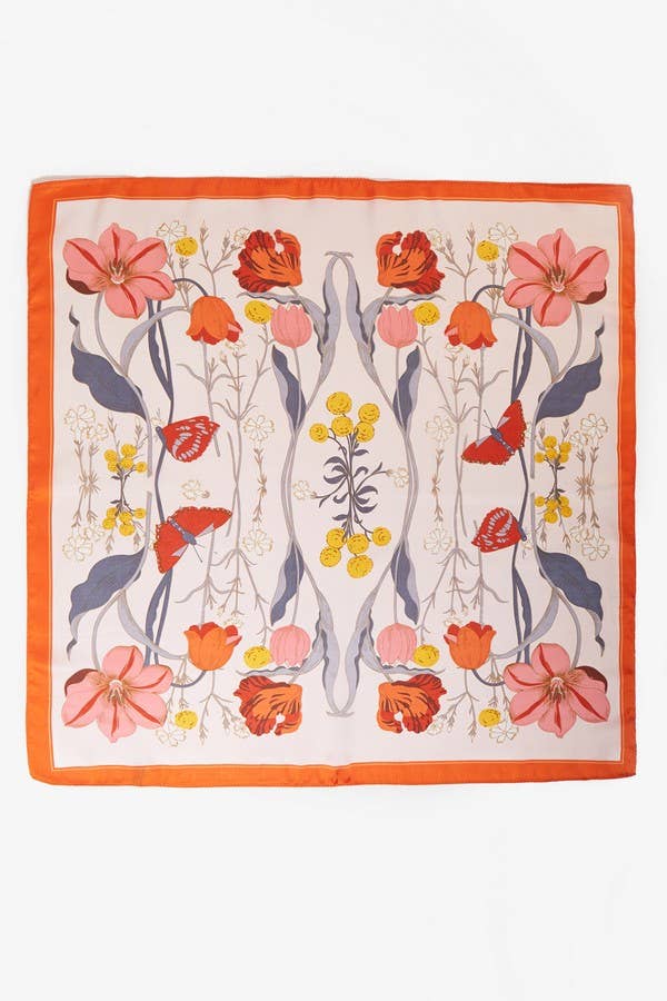 Bright Flower Scarf Wrap BS0017: Orange