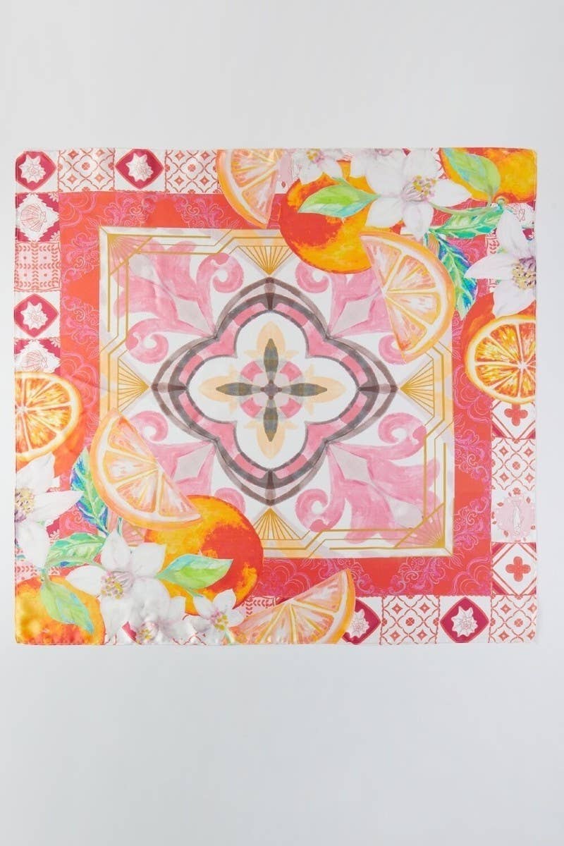 Orange Mosaic Print Bandana BS0129: Coral
