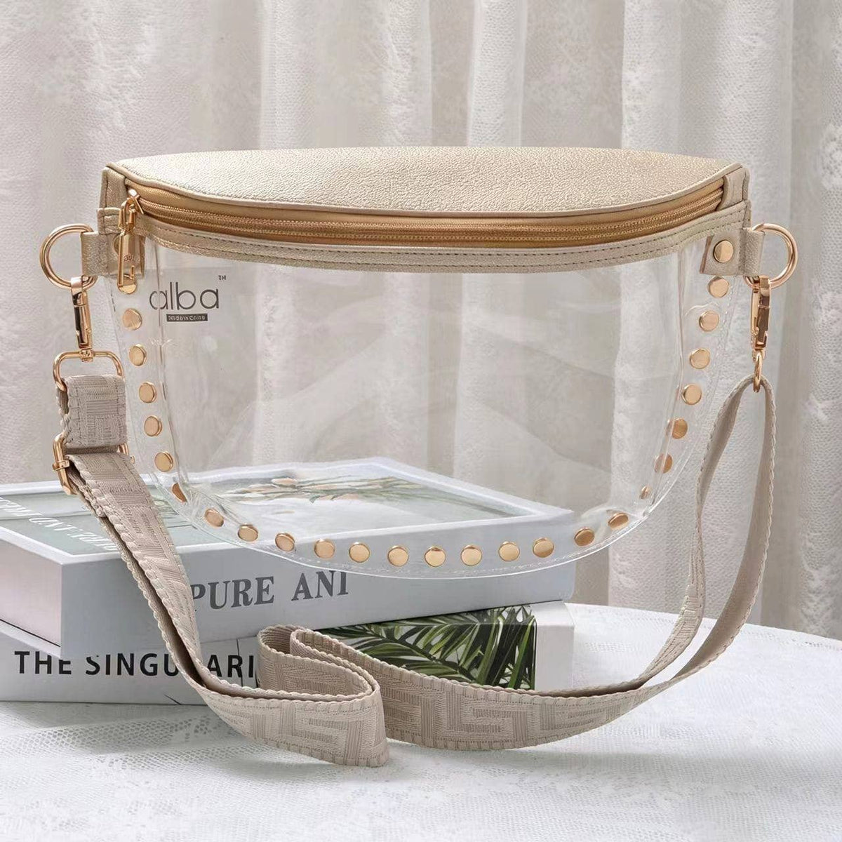 Lorna Clear Gameday Studded Crossbody Bag: Champagne Gold