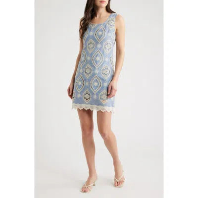 Zoe and Claire Light Blue with Cream Embroidery