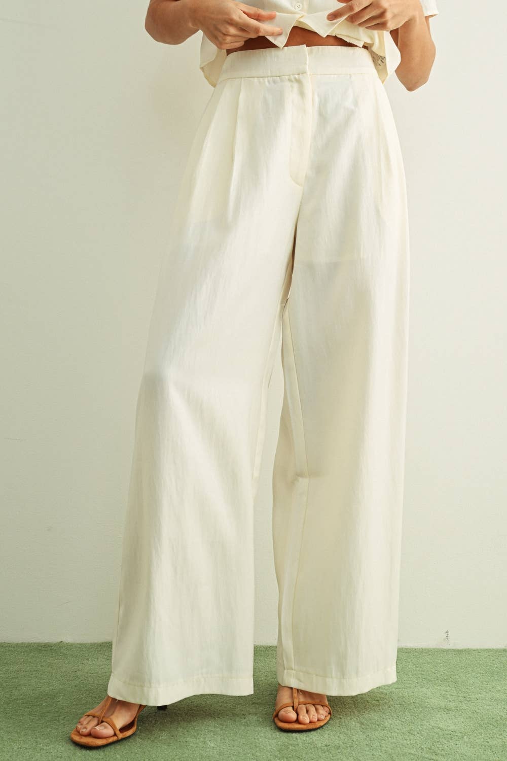 MIOU MUSE - P6535ST   SOFT RAYON TROUSER: CREAM