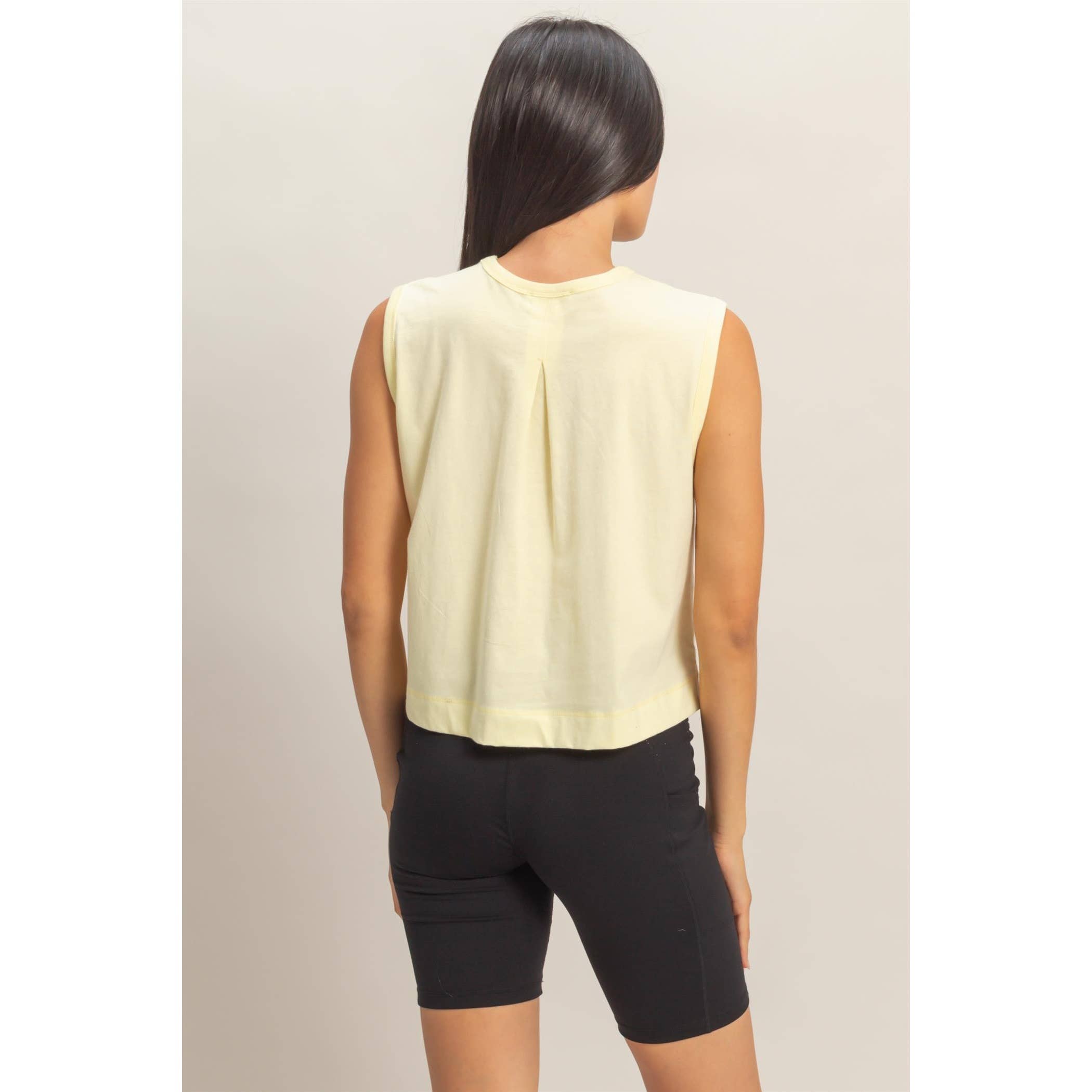Double Zero - Sleeveless Crew Neck Top With Back Pleats: SOFT PINK