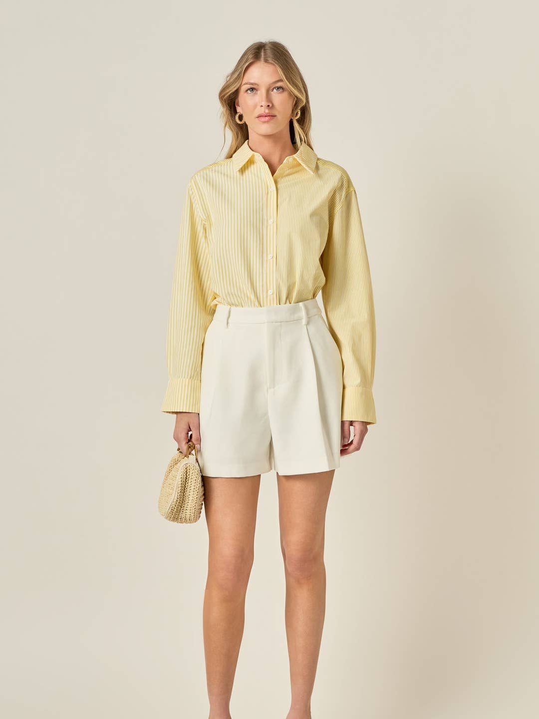 Marsy Yellow Stripe Button Down Top