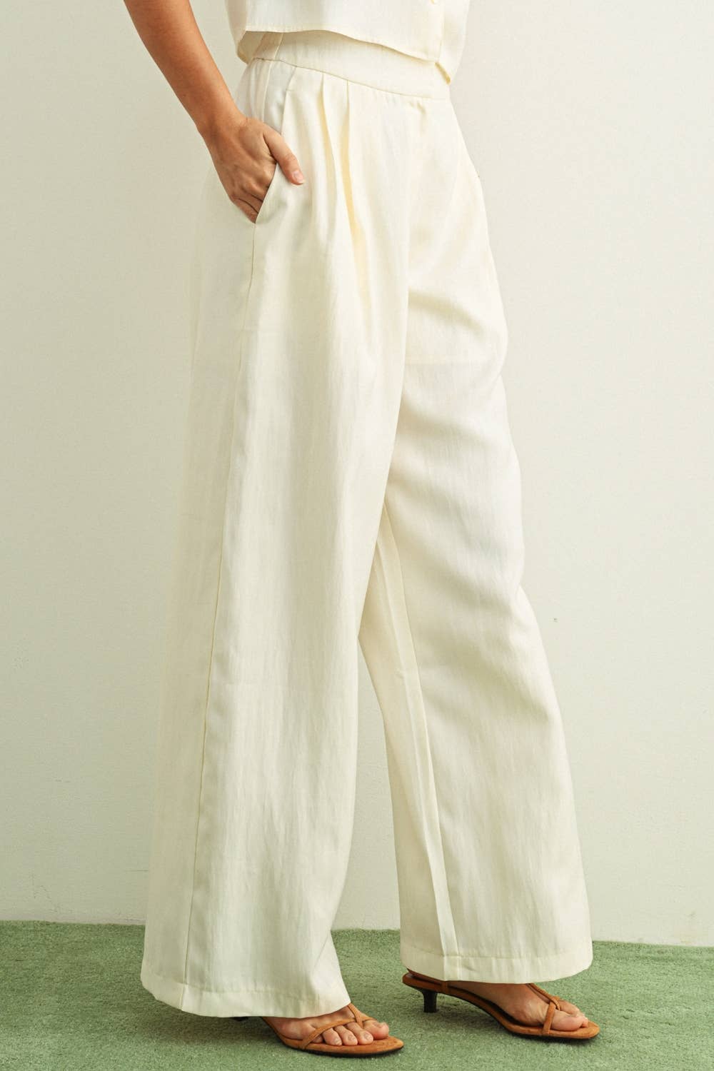 MIOU MUSE - P6535ST   SOFT RAYON TROUSER: CREAM