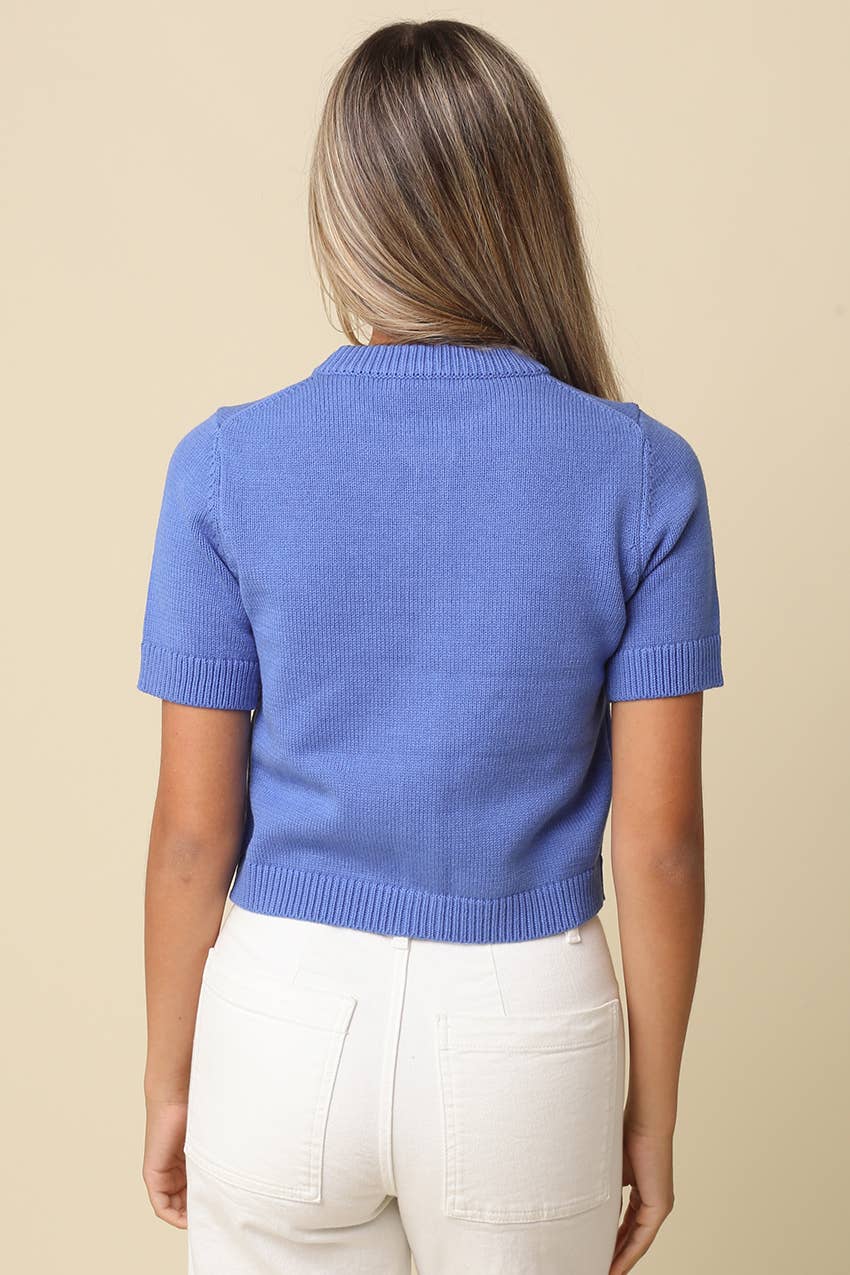 Olivaceous Leia Short Sleeve Knit Top IN Orange