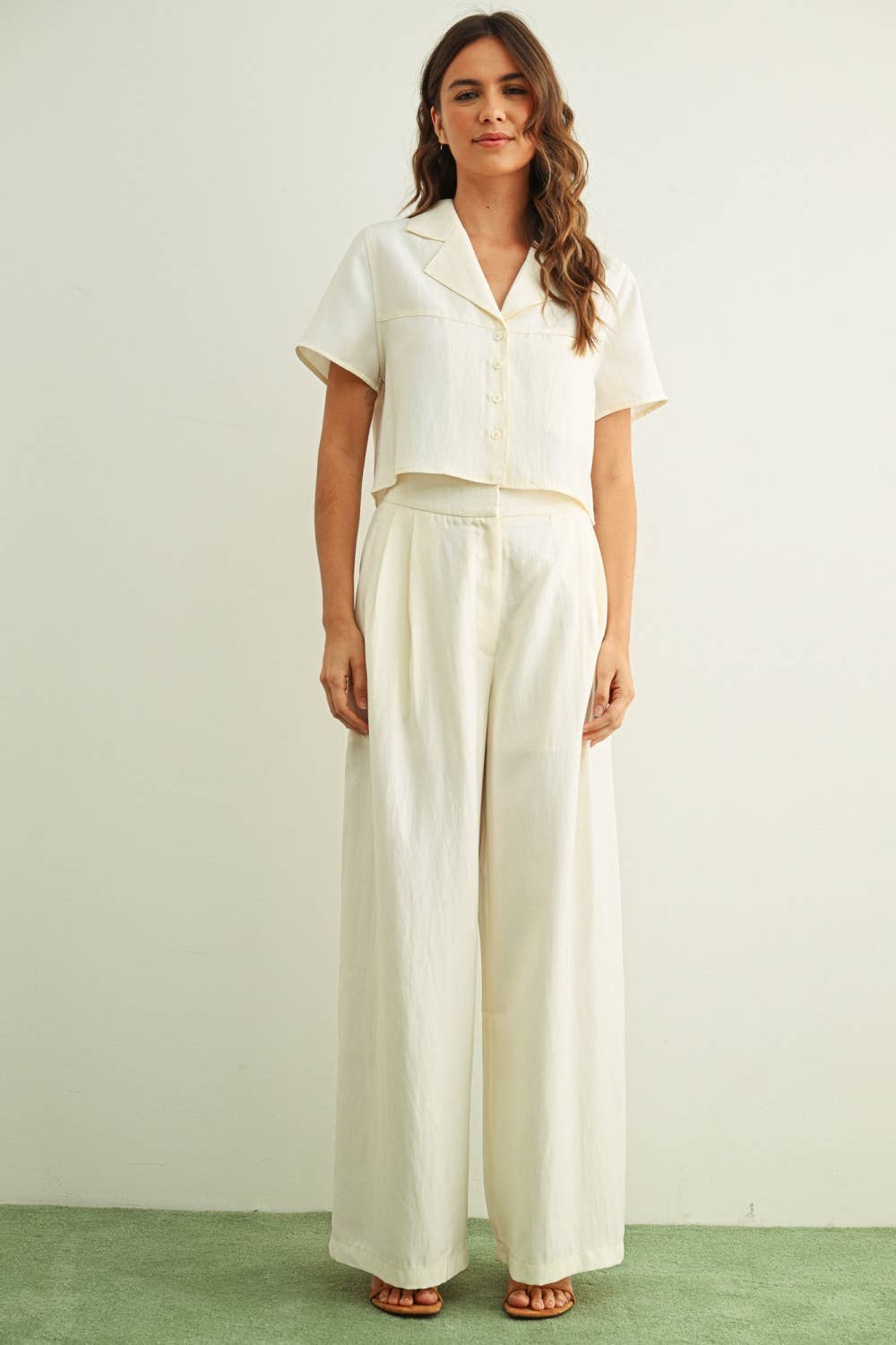 MIOU MUSE - P6535ST   SOFT RAYON TROUSER: CREAM