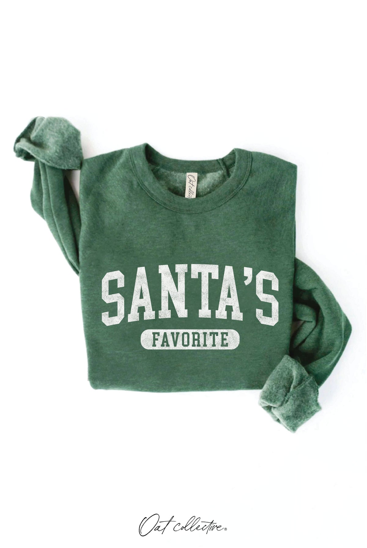 OAT COLLECTIVE - SANTA'S FAVORITE Graphic Sweatshirt: CRANBERRY HEATHER / XL
