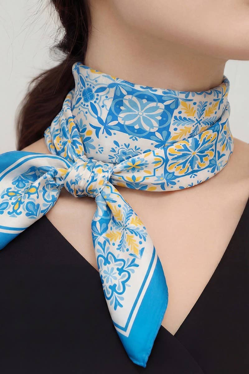 anbfashion - Garden Tile Mosaic Print Bandana BS0133: Blue