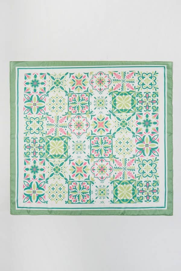 anbfashion - Garden Tile Mosaic Print Bandana BB0133: Pink