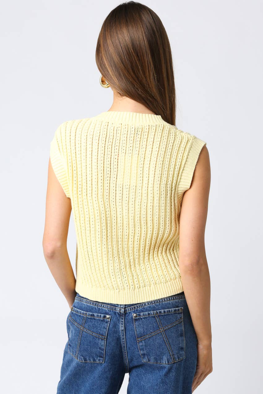 Olivaceous Eliza Sweater Vest In Butter