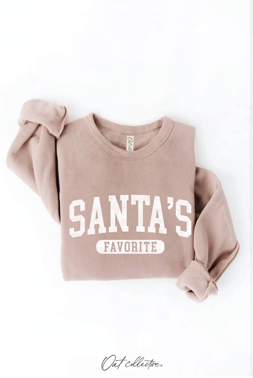 OAT COLLECTIVE - SANTA'S FAVORITE Graphic Sweatshirt: VINTAGE WHITE LONG SLEEVE / M