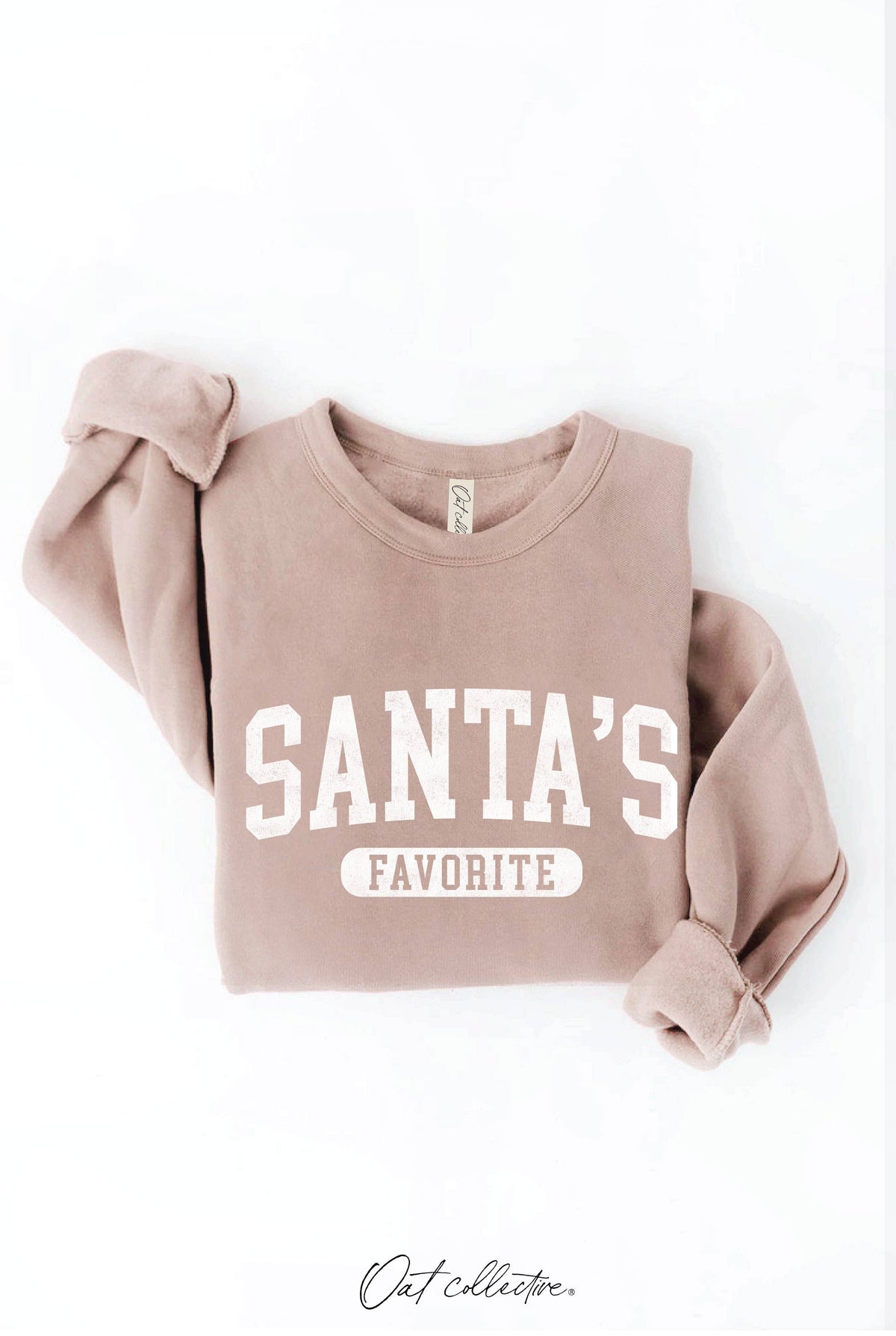 OAT COLLECTIVE - SANTA'S FAVORITE Graphic Sweatshirt: CRANBERRY HEATHER / L