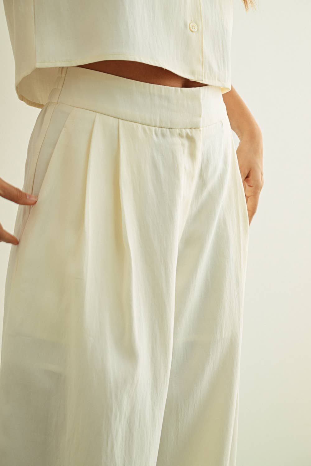 MIOU MUSE - P6535ST   SOFT RAYON TROUSER: CREAM
