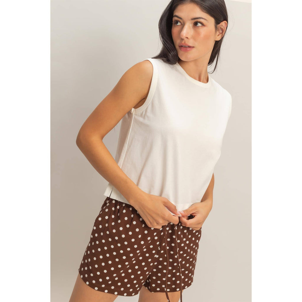 Double Zero - Sleeveless Crew Neck Top With Back Pleats: SOFT PINK