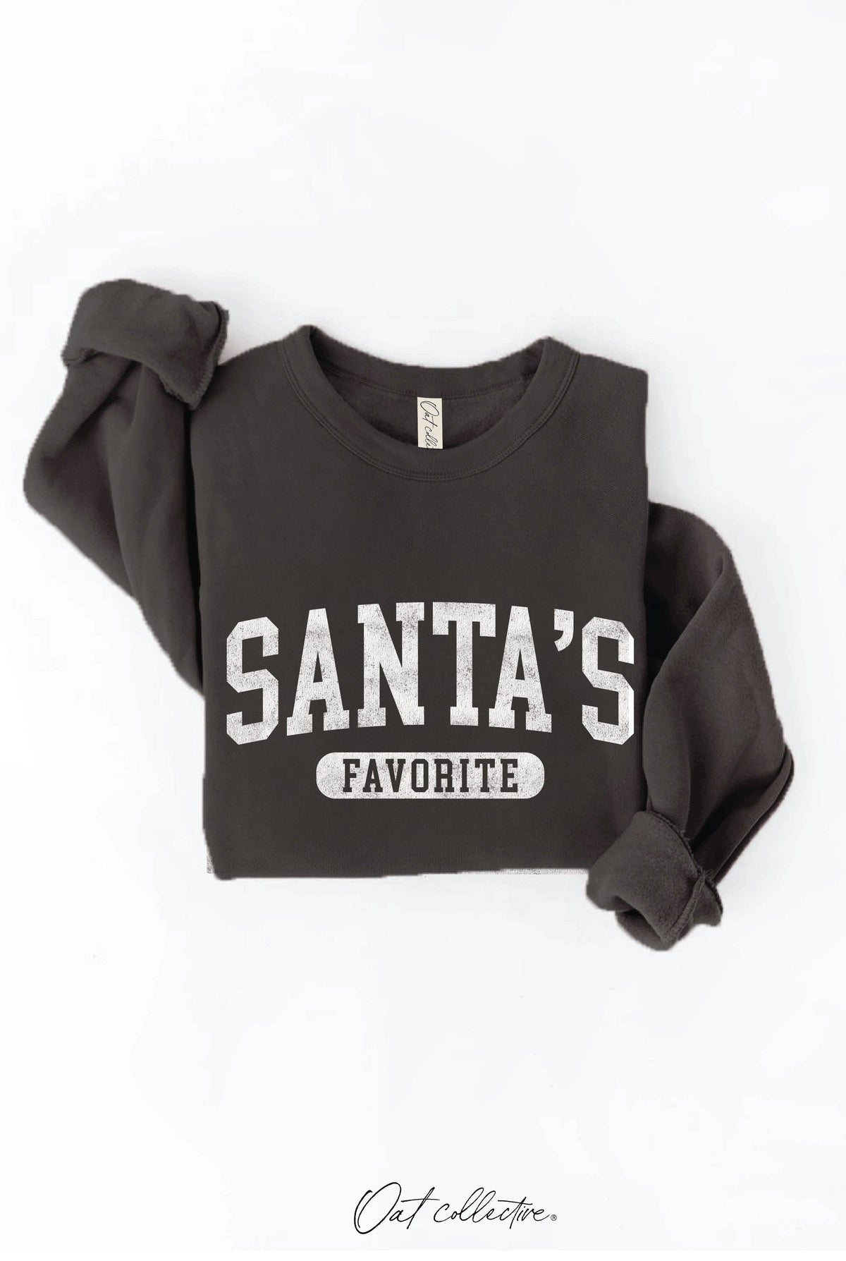 OAT COLLECTIVE - SANTA'S FAVORITE Graphic Sweatshirt: CRANBERRY HEATHER / M