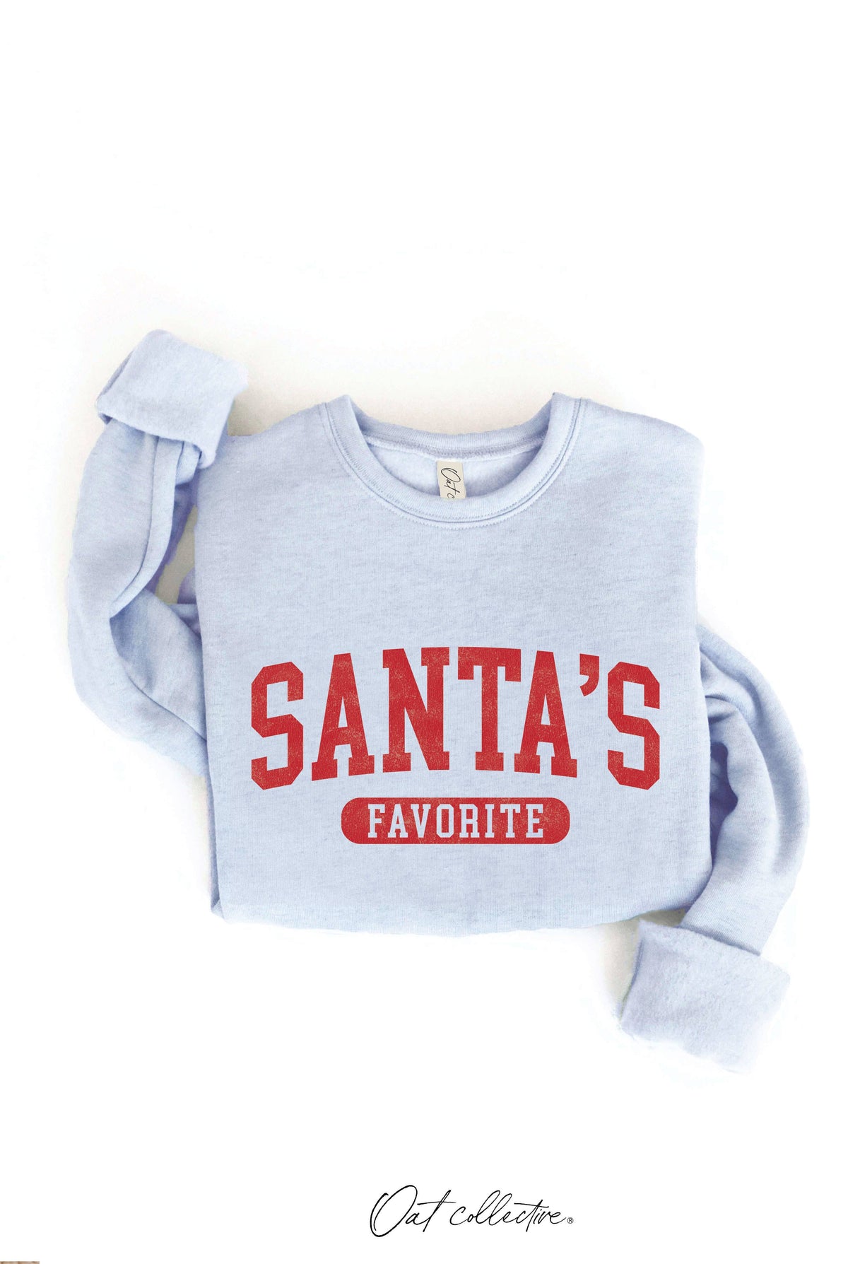 OAT COLLECTIVE - SANTA'S FAVORITE Graphic Sweatshirt: CRANBERRY HEATHER / S