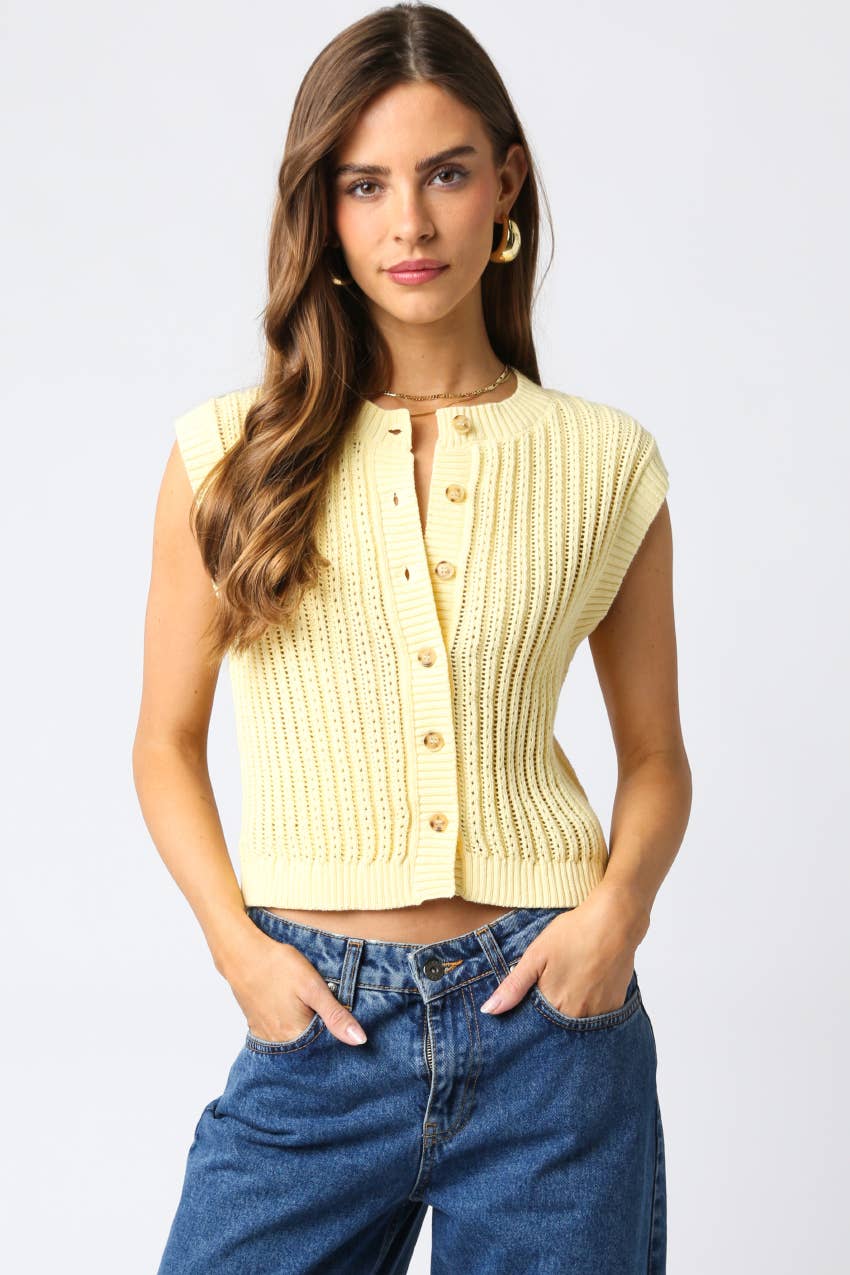 Olivaceous Eliza Sweater Vest In Butter